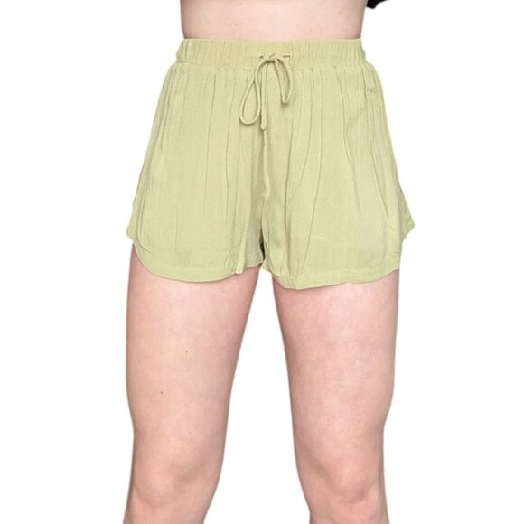 White Fox Boutique Light Green Flowy Summer Shorts with Draw String Women S - Picture 1 of 8